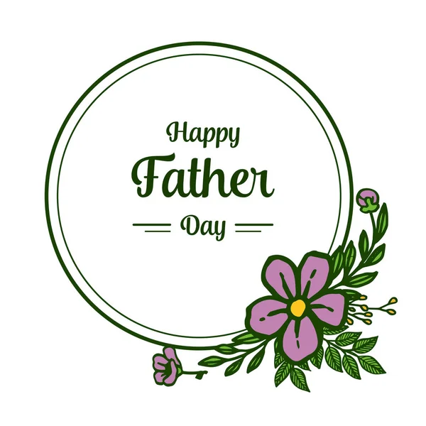 Vector illustration letter happy father day for circular purple wreath frame — Stock Vector