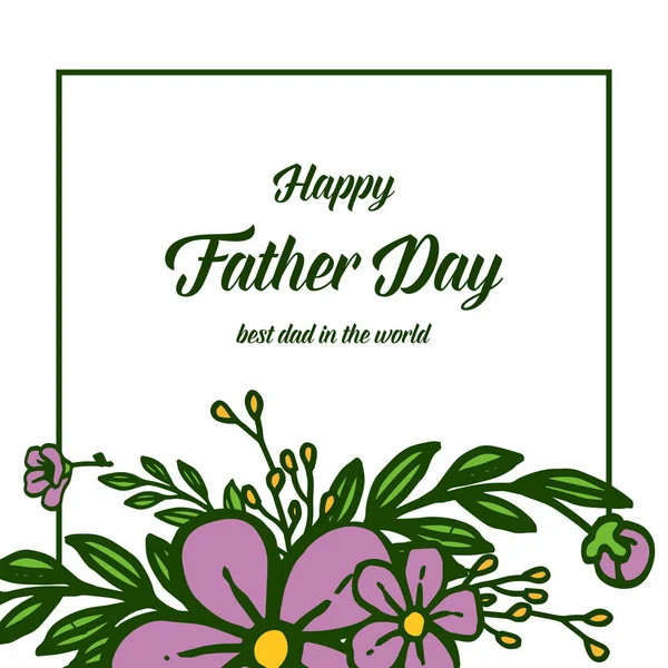 Векторная иллюстрация декора открытки счастливый день отца для искусства фиолетовых цветочных рамок — стоковый вектор