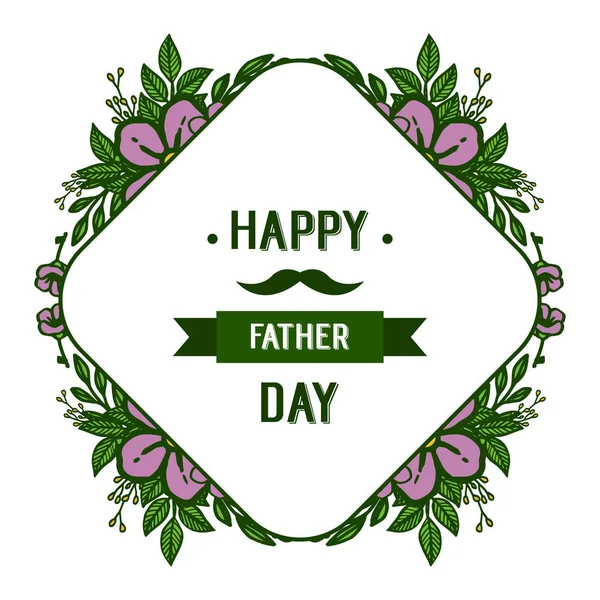 Scheda di invito illustrazione vettoriale felice giorno del padre per cornici bouqet viola fioritura — Vettoriale Stock