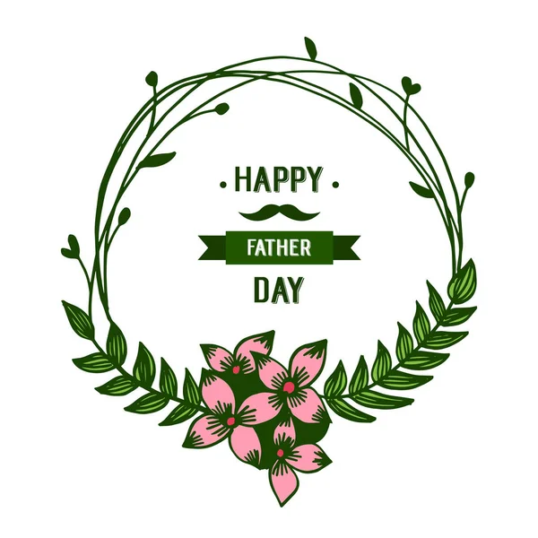 Векторна ілюстрація красива листяна квіткова рамка для дизайну вітальних днів батька — стоковий вектор