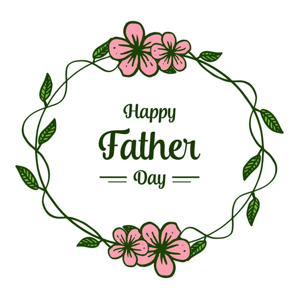 Vector illustration element leaf flower frame with card happy father day — Stock Vector