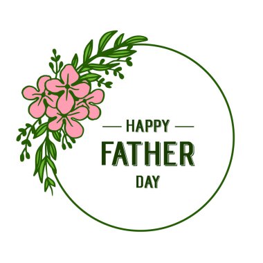Vektör illüstrasyon süs pembe çiçek çerçeve kart dekor mutlu baba günü ile