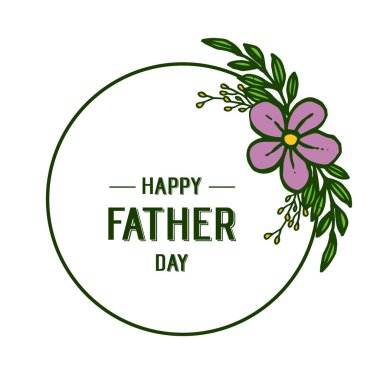 Mutlu babalar günü, beyaz arka plan, desen mor çiçek. Vektör