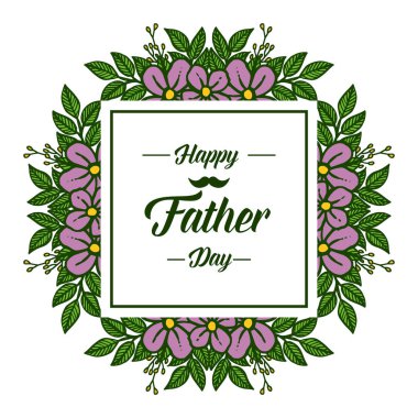 Mutlu babalar günü, mor çiçekli soyut beyaz arka plan. Vektör