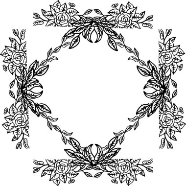 Siyah ve beyaz, çeşitli kart için benzersiz dekorasyon ile çiçek çizim. Vektör