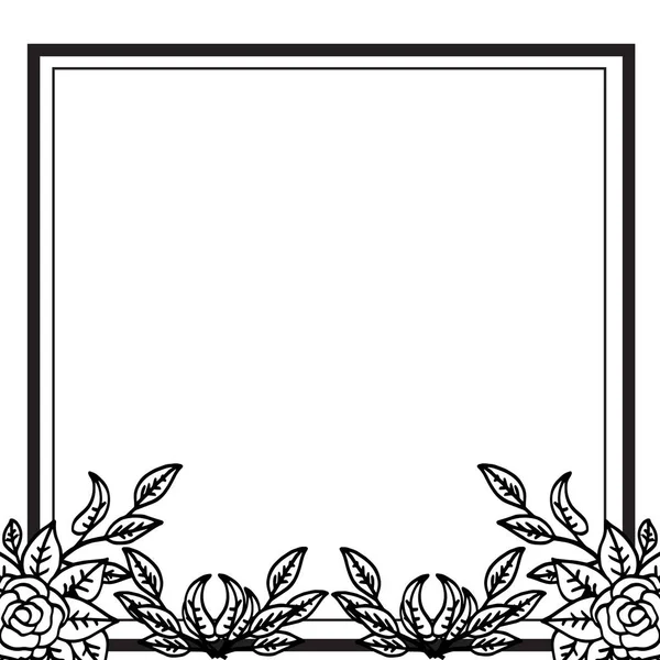 Template of plants, drawing floral frame, for greeting card or invitation card. Vector — Stock Vector
