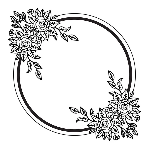 Dibujo floral con blanco y negro, decoración única para varias tarjetas. Vector — Vector de stock