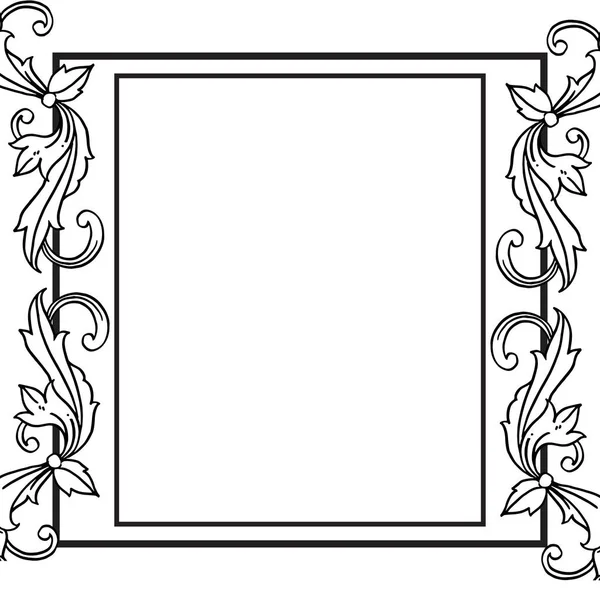 Beyaz arka plan üzerinde siyah vektör illüstrasyon, desen çiçek çerçeve, düğün tebrik kartı. Vektör — Stok Vektör