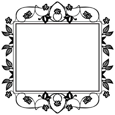 Siyah çiçekler, beyaz bir arka plan üzerinde izole vintage davetiye kartı. Vektör