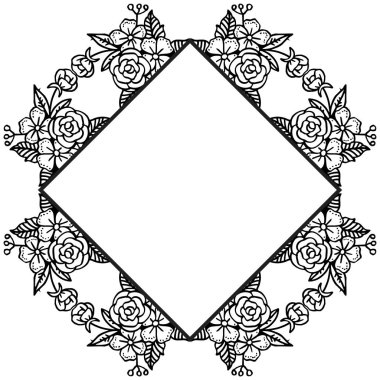 Davet kartı, kalabalık çiçek çerçeveli tebrik kartı. Vektör