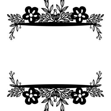 Çiçek ve tropikal bitkilerin yaprakları, davet kartı ve tebrik kartı. Vektör