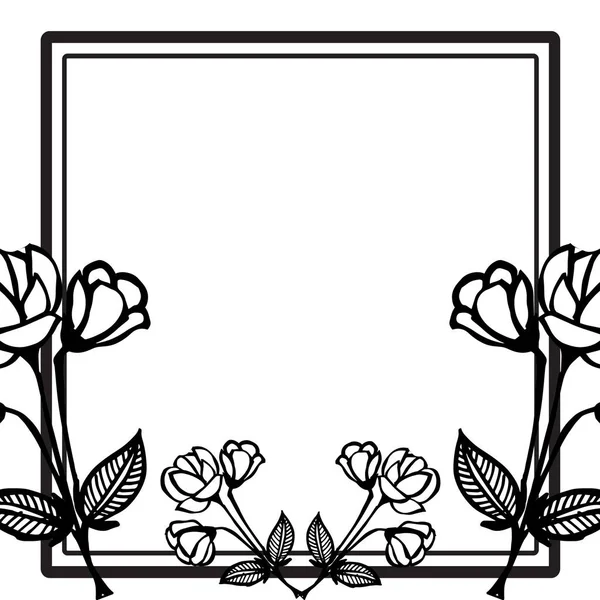 Паттерны черного цвета с рисунком цветка, современная открытка. Вектор — стоковый вектор