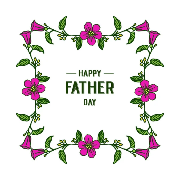Happy father day, purple bouqet frame. Vector — Stock Vector