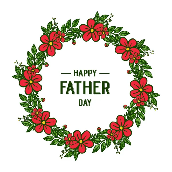 Poster for happy father day, red wreath frames blossom. Vector — Stock Vector