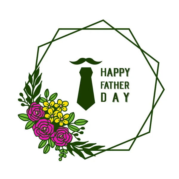 Forma della carta per felice giorno del padre, arte modello fiore colorato. Vettore — Vettoriale Stock
