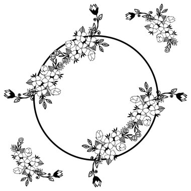 Vektör illüstrasyon yaprak çelenk çerçeveleri tebrik kartı ile çiçek