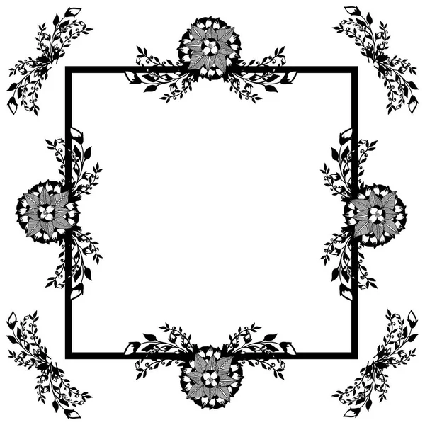 Fondo blanco, marco de flores de hoja ornamentada. Vector — Archivo Imágenes Vectoriales