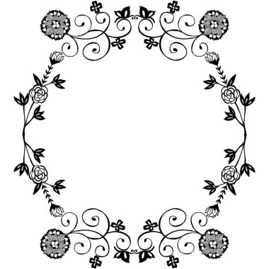 Tasarım elemanı çiçek çerçeve, beyaz zemin ile siyah siluet. Vektör