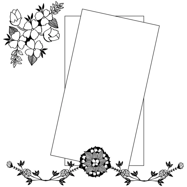 Schwarzer Schmuckrahmen mit abstrakten Blumenelementen. Vektor — Stockvektor