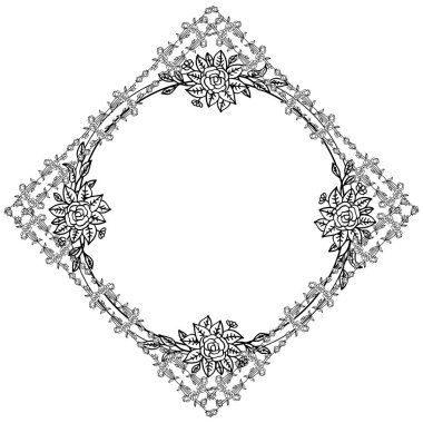 Yapraklar ve çiçek çerçevesi için kart tasarımı. Vektör