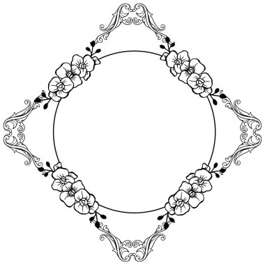 Yapraklar ve çiçek çerçevesi için kart tasarımı. Vektör