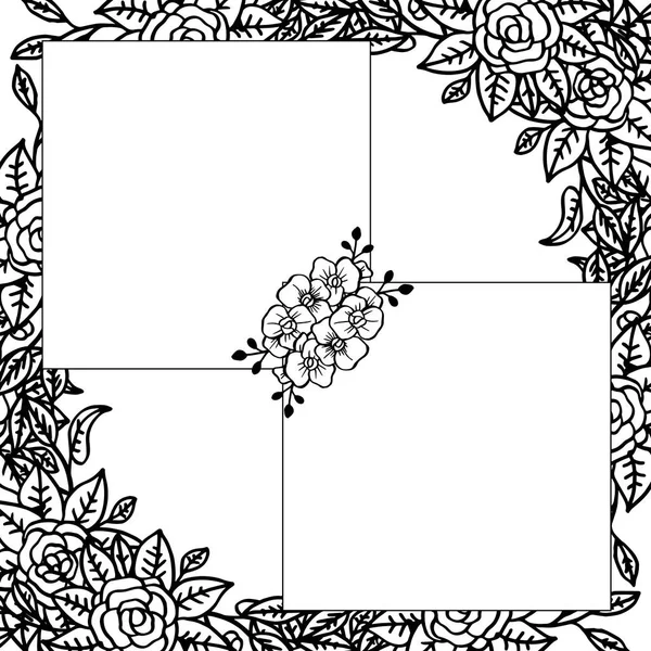 Desain templat untuk bingkai karangan bunga lucu. Vektor - Stok Vektor