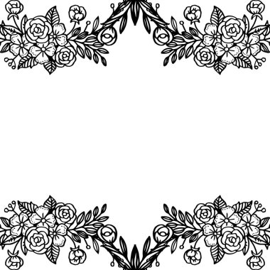 Sanat tarzı modern, çizim çiçek ve yaprakları, benzersiz çerçeve ile. Vektör