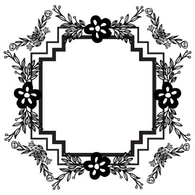 Sanat tarzı modern, çizim çiçek ve yaprakları, benzersiz çerçeve ile. Vektör