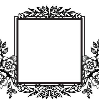 Dekoratif davetiye kartı için benzersiz çerçeveile, beyaz arka plan üzerinde Bitkiler. Vektör