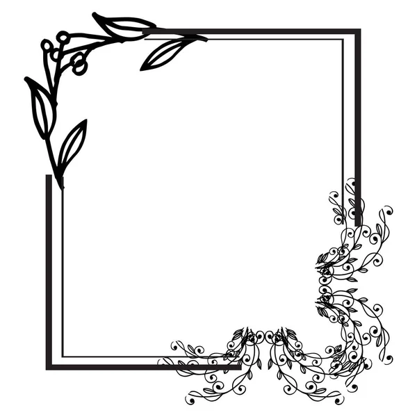 Schwarz-weiß elegante Blätter und Blüten, verschiedene Musterkarten. Vektor — Stockvektor