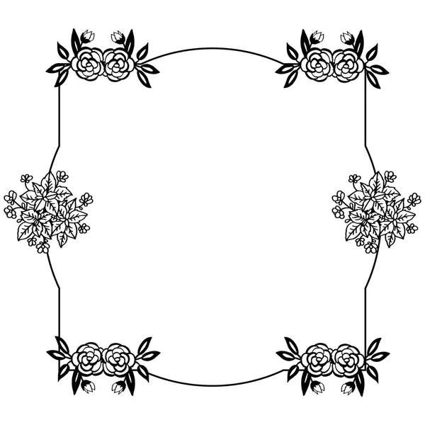 Karte für Rahmen Blume schwarz und weiß Farben. Vektor — Stockvektor