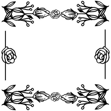 Gül çiçek çerçeve süs, beyaz zemin. Vektör