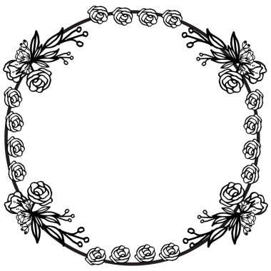 Siyah ve beyaz gül çiçek çerçeve şablonu. Vektör