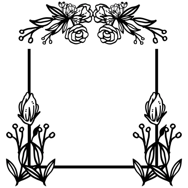 Карточка для рамки розового венка в черно-белых цветах. Вектор — стоковый вектор
