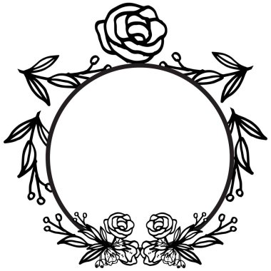 Siyah ve beyaz gül çiçek çerçeve şablonu. Vektör