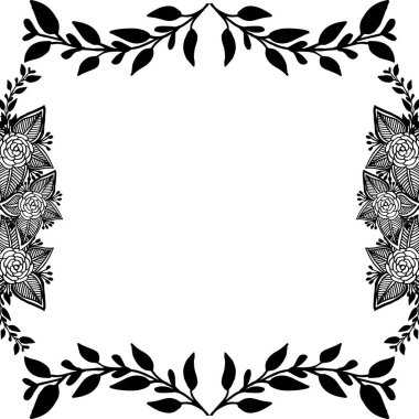 Yaprak dekorlu çiçek çerçevesi, tasarım duvar kağıdı tebrik kartı, davetiye kartı. Vektör