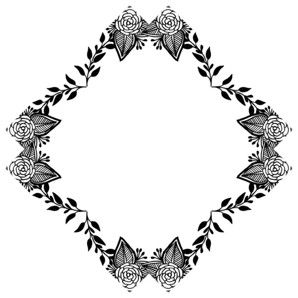 Bordüren in schwarzer Farbe, floraler Rahmen, Grußkarten. Vektor — Stockvektor