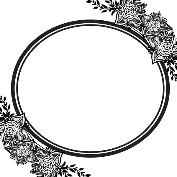 Decoración marco floral, dibujo único de flor y hoja, para varios de tarjetas. Vector — Vector de stock