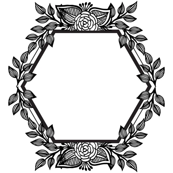 Decoración marco floral, dibujo único de flor y hoja, para varios de tarjetas. Vector — Vector de stock