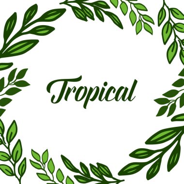 Yeşil yaprakları ve çiçek çerçeve için Kart tropikal. Vektör
