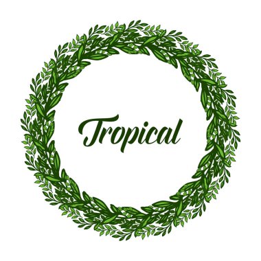 Yeşil yaprakları tropikal harfler için çerçeve soyut. Vektör