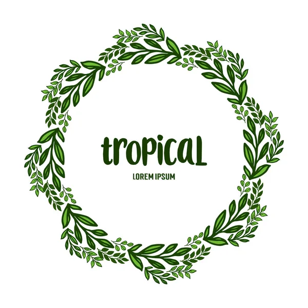 Green leaves frame abstract for lettering tropical. Vector — Stock Vector
