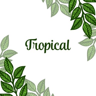 Dekorasyon yeşil yaprakları çerçeve, yaz tropikal afiş. Vektör