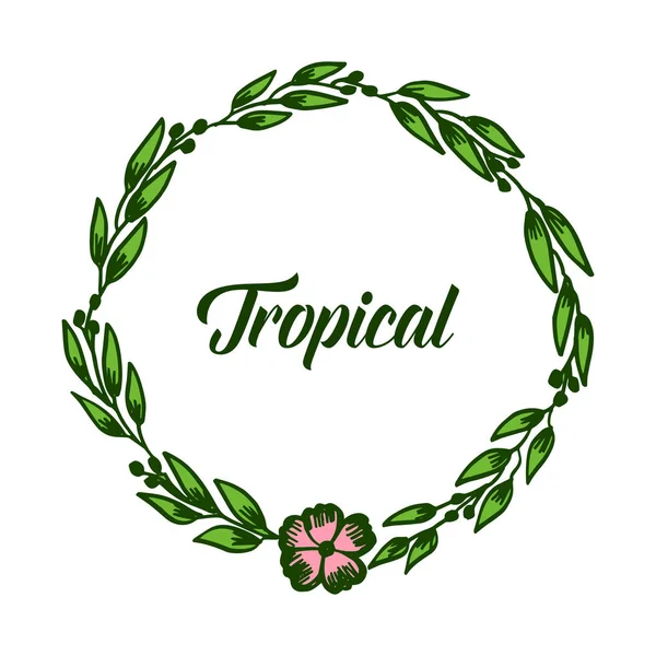 Elegante groene bladeren en Floral frame, sjabloon tropisch. Vector — Stockvector