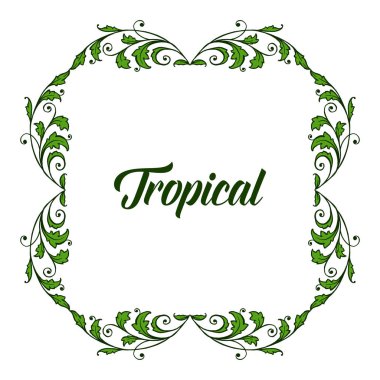 Dekor tropikal unsur için yeşil yaprakları çerçeve kalabalık. Vektör
