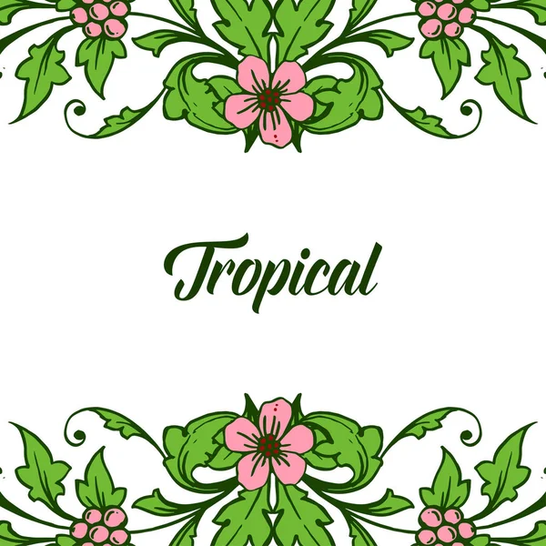 Tropical de l'été avec des feuilles fleur cadre fleur, endroit pour votre texte. Vecteur — Image vectorielle