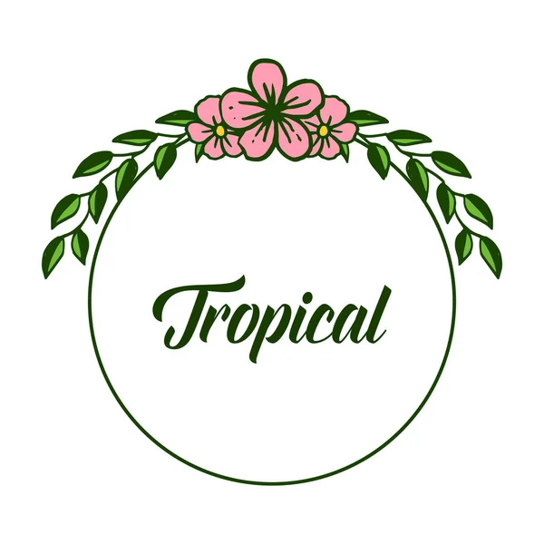 Plantilla de elemento tropical, marco floral de hoja linda. Vector — Vector de stock