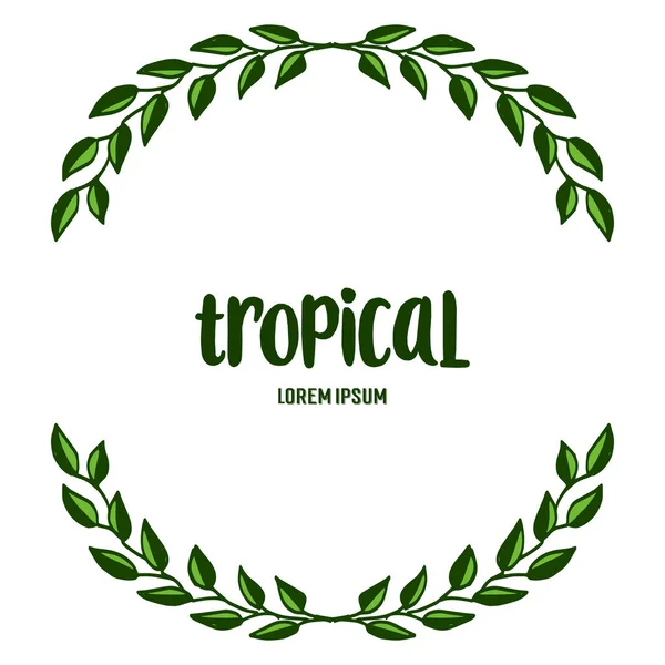 Element template tropical, cute leaf floral frame. Vector — Stock Vector