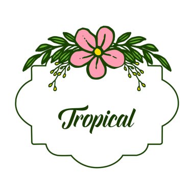 Yaz tropikal, güzel pembe çelenk çerçeve Element şablonu. Vektör