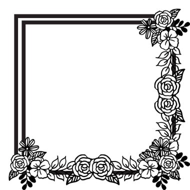 Güzel ve benzersiz çiçek çerçeve dekoratif için, beyaz arka plan üzerinde siyah sınırları ayarlayın. Vektör